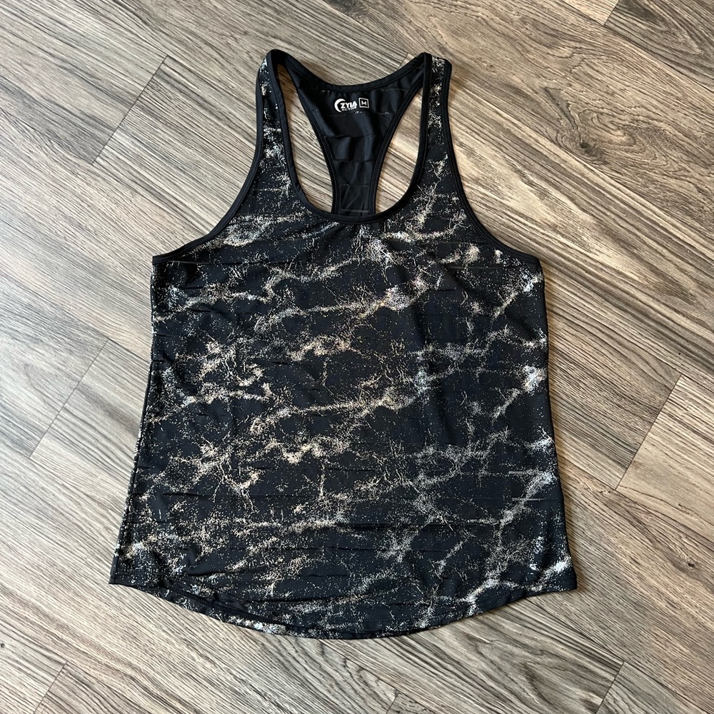 Zyia Black Reflective Havana Tank Size M NWOT